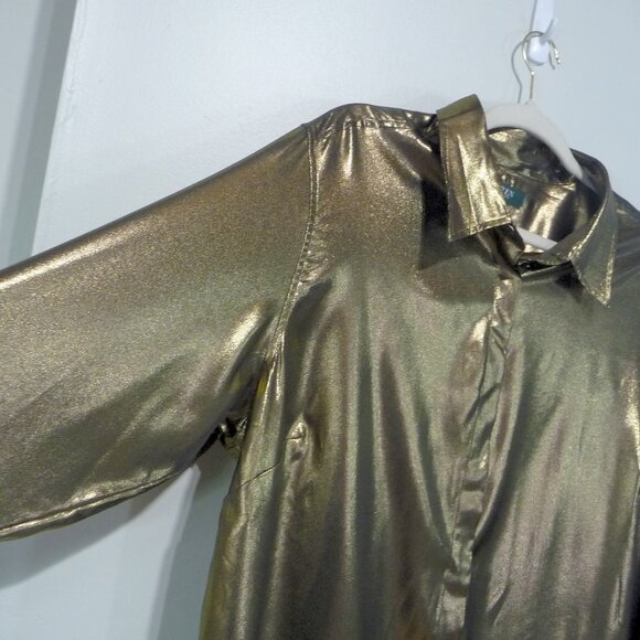 Lauren Ralph Lauren Gold Metallic Shirt 1X - Picture 2 of 6